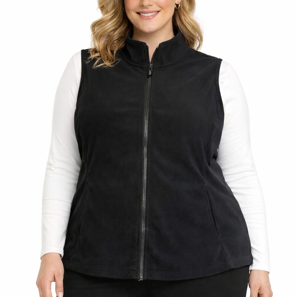 Made for Life Black Zip Front Fleece Vest 1X Sleeveless Layering Jacket